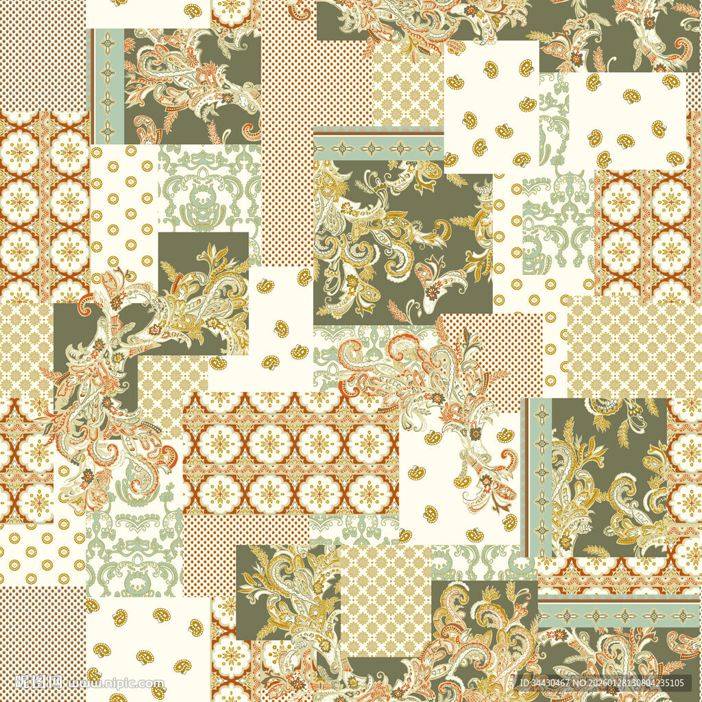 复古拼贴风几何图案背景