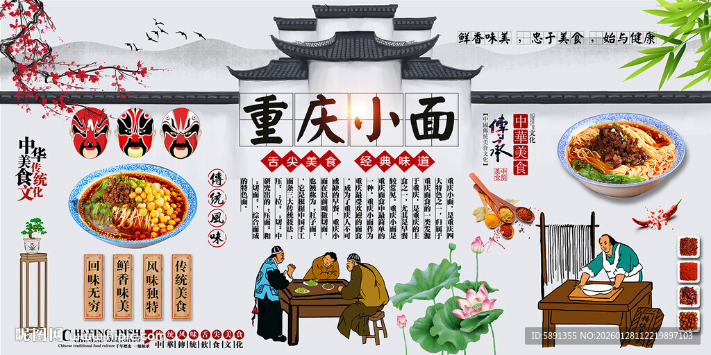 重庆小面背景墙