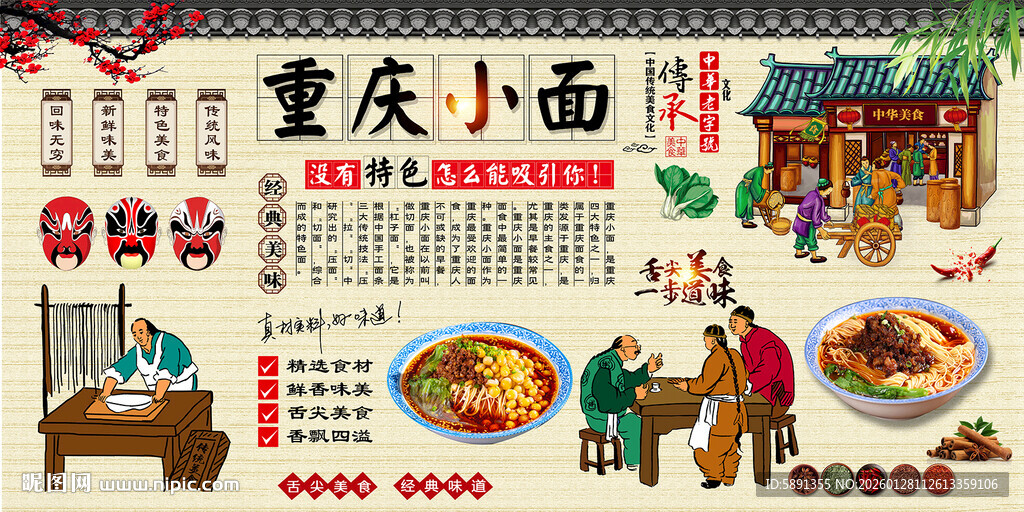 重庆小面背景墙