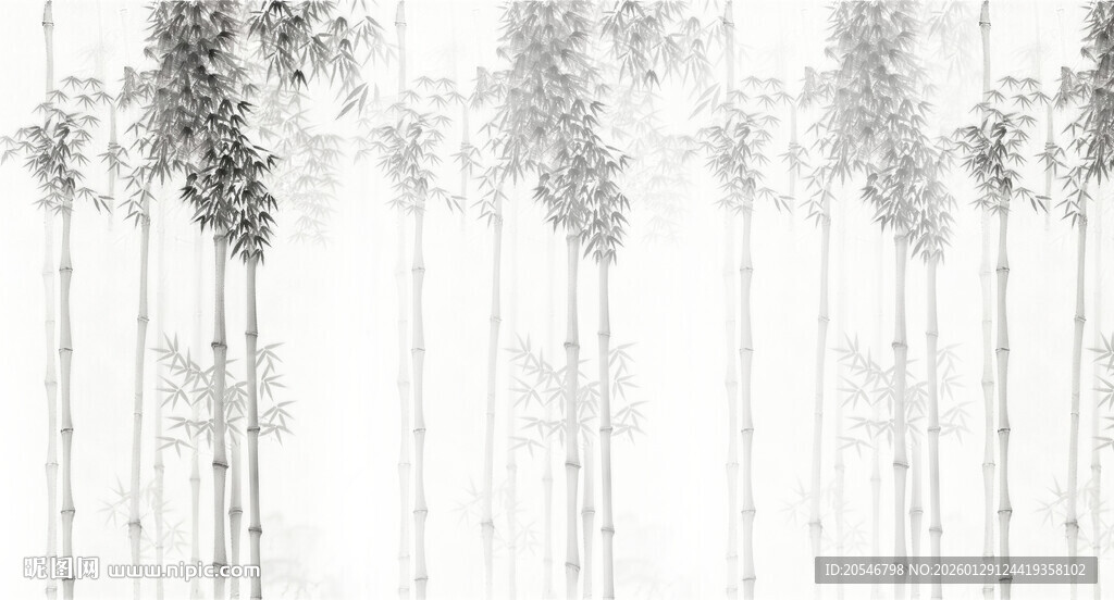 竹影水墨竹子