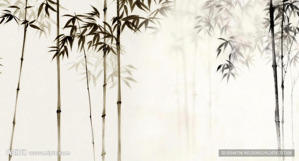 新中式水墨竹子竹林背景墙