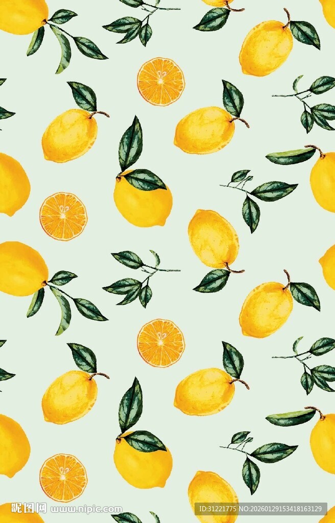 清新柠檬图案背景图