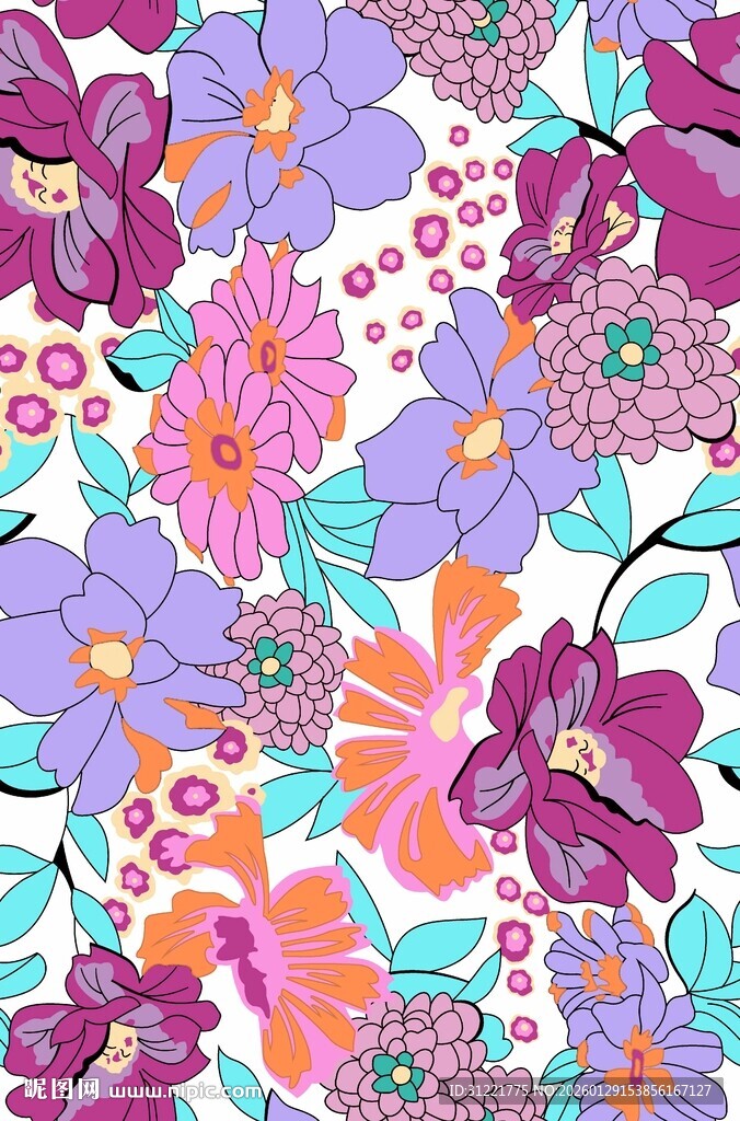 多彩花卉图案背景