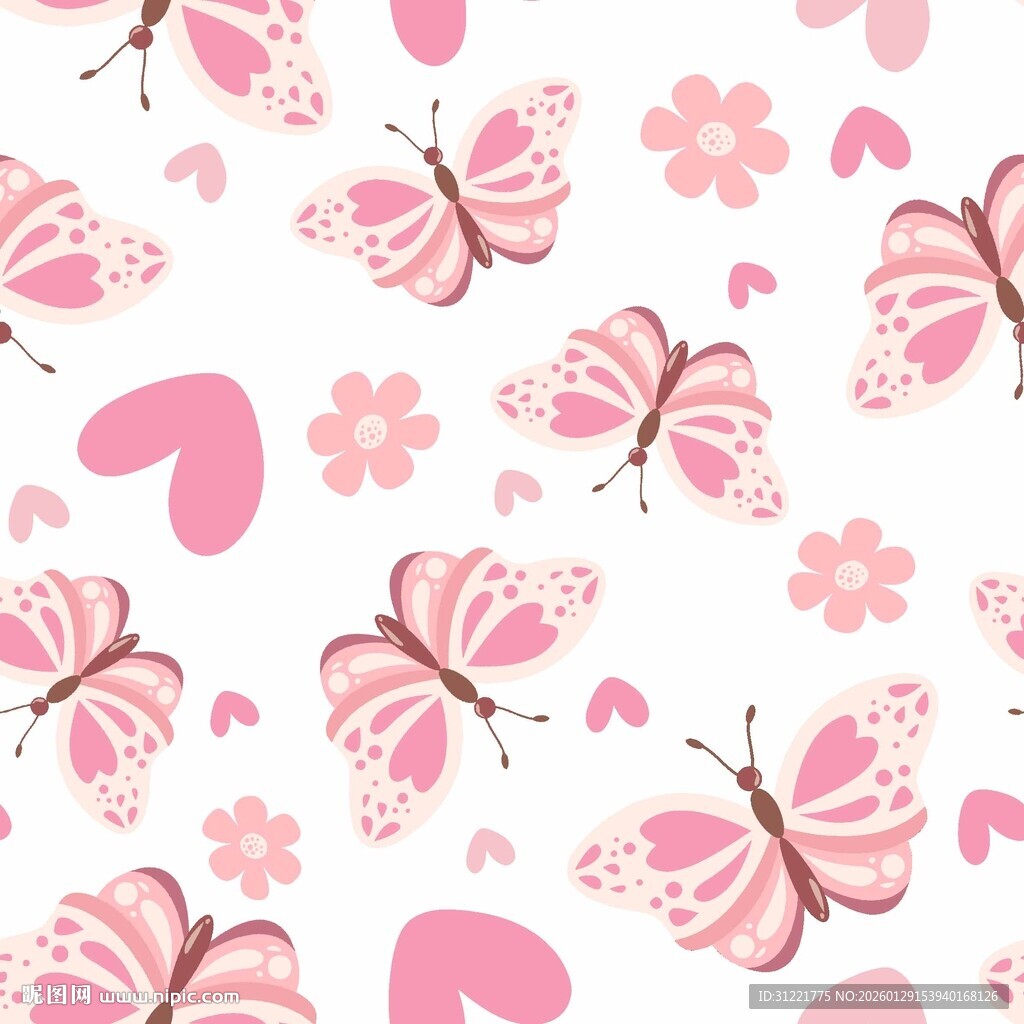 粉色蝴蝶花朵爱心图案