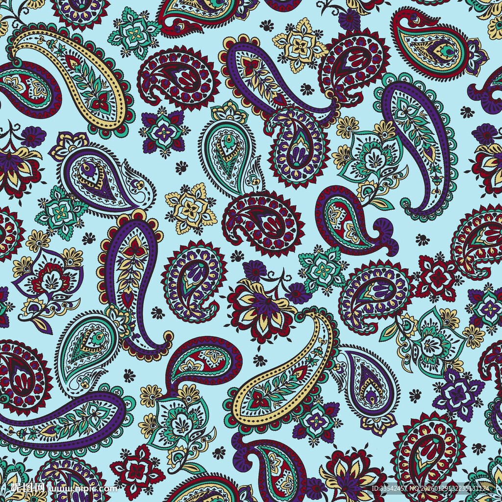 多彩佩斯利花纹图案