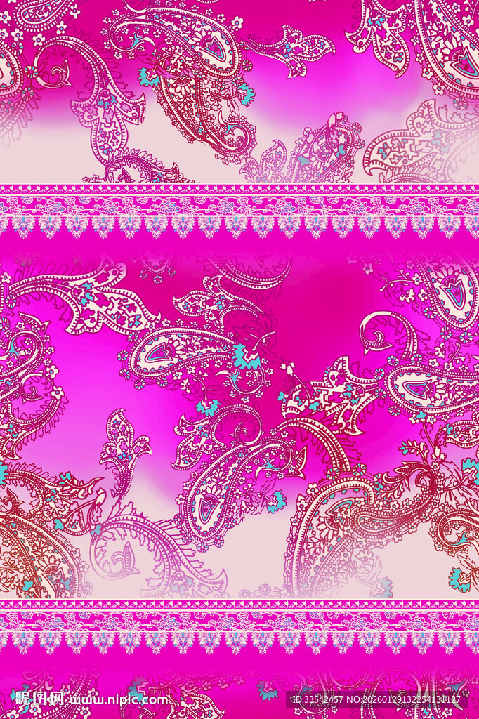 粉色佩斯利花纹图案设计
