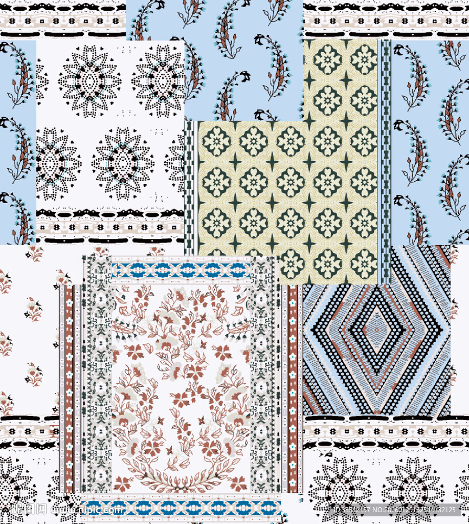 多样几何花卉图案素材