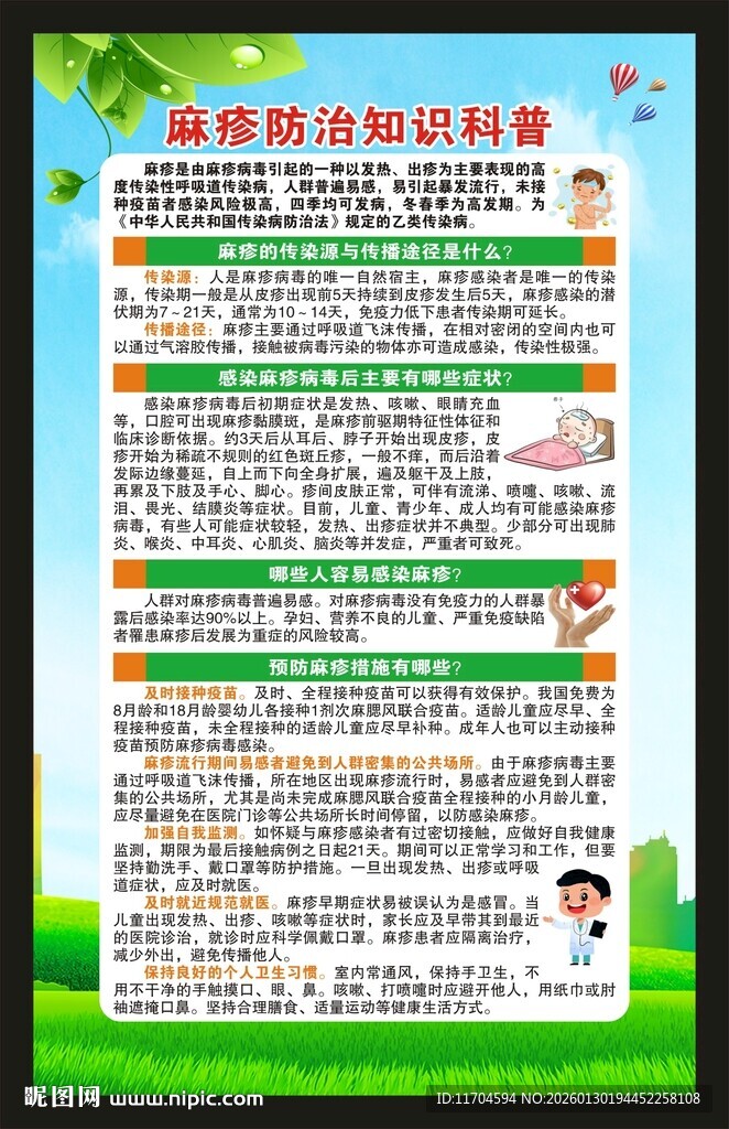 预防麻疹知识海报