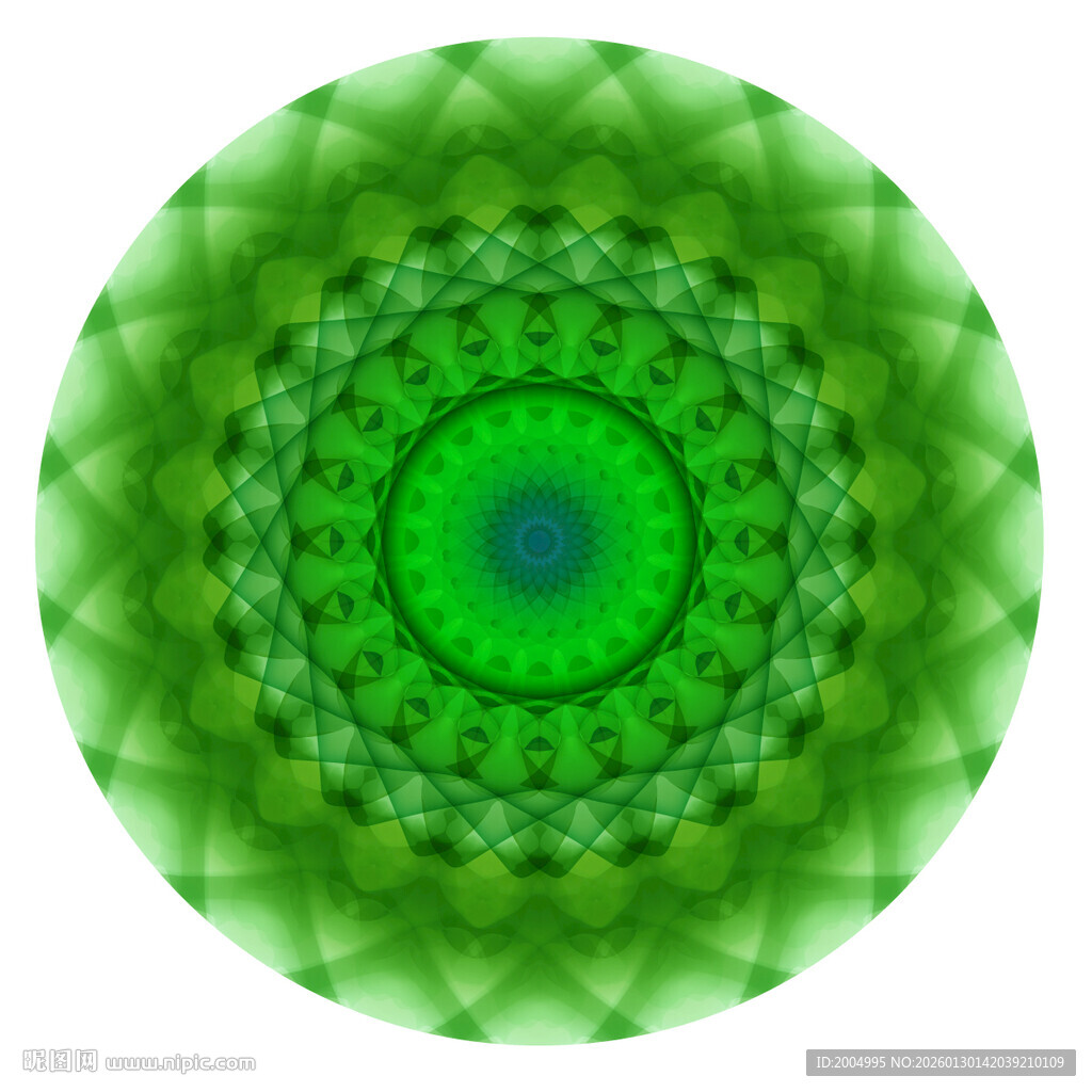绿色圆形抽象分形图案