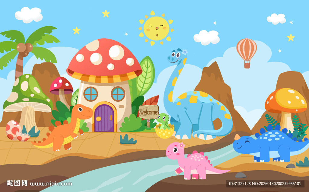 梦幻恐龙乐园卡通场景