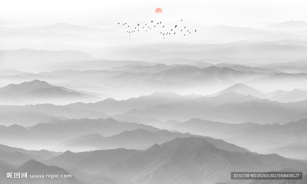 水墨群山背景图