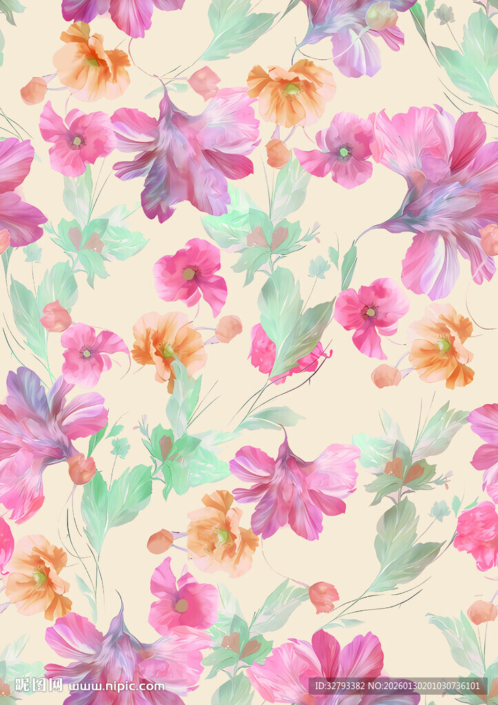 水彩花卉图案背景