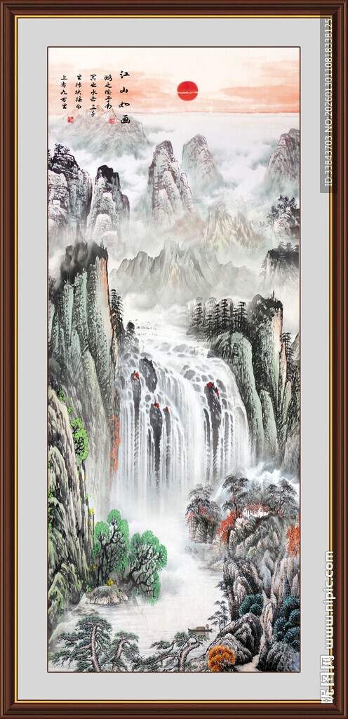 竖幅玄关山水画