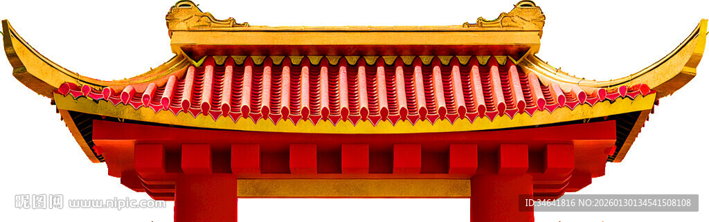 春节庙会中式翘角建筑屋檐屋顶