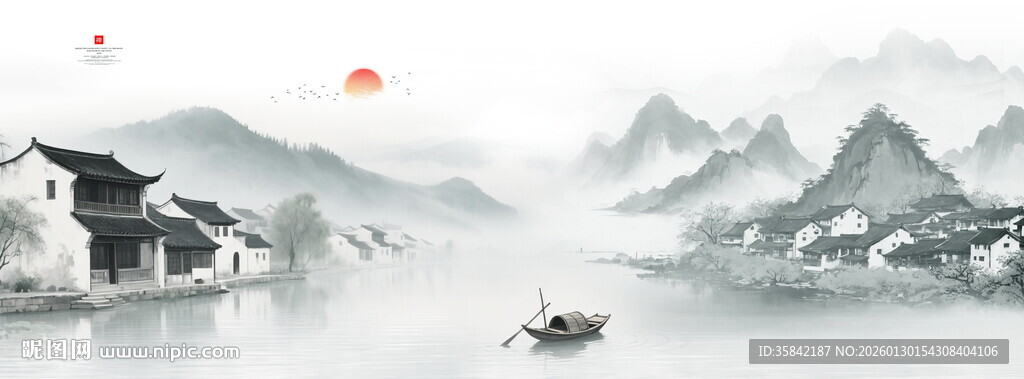 意境水墨山水画