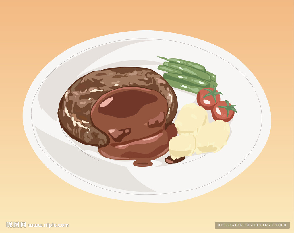 美味牛排配蔬菜与土豆