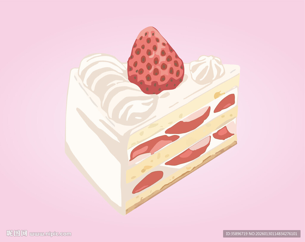 草莓奶油蛋糕切片