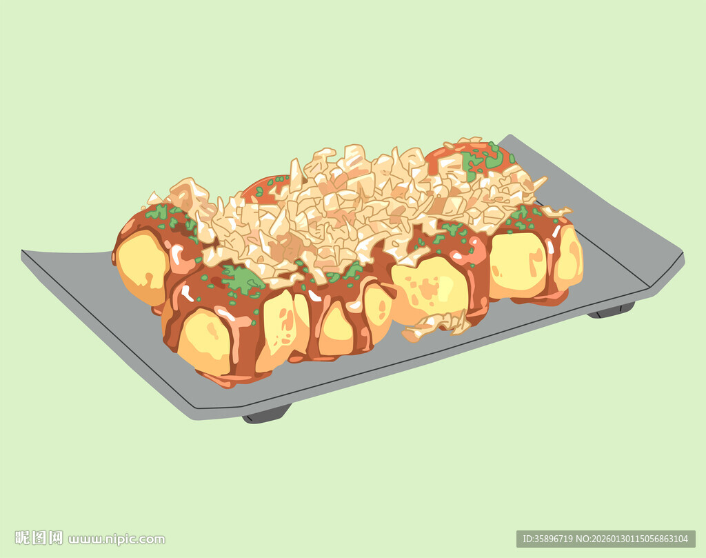 美味章鱼小丸子装盘展示