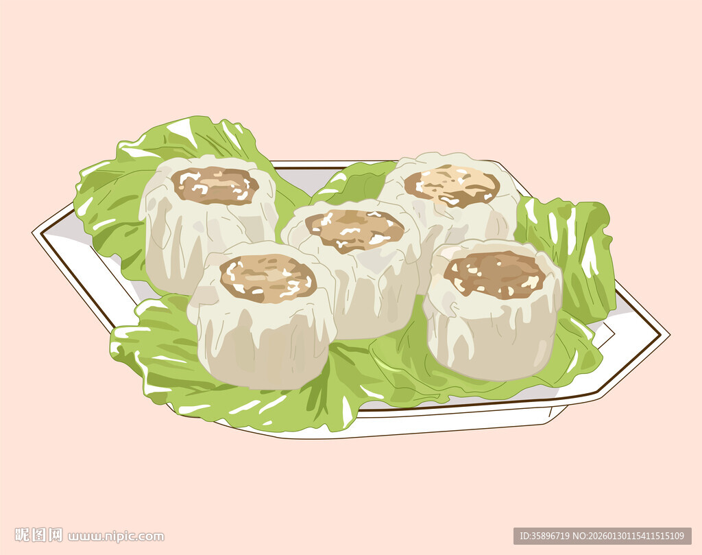 糯米烧麦摆盘展示