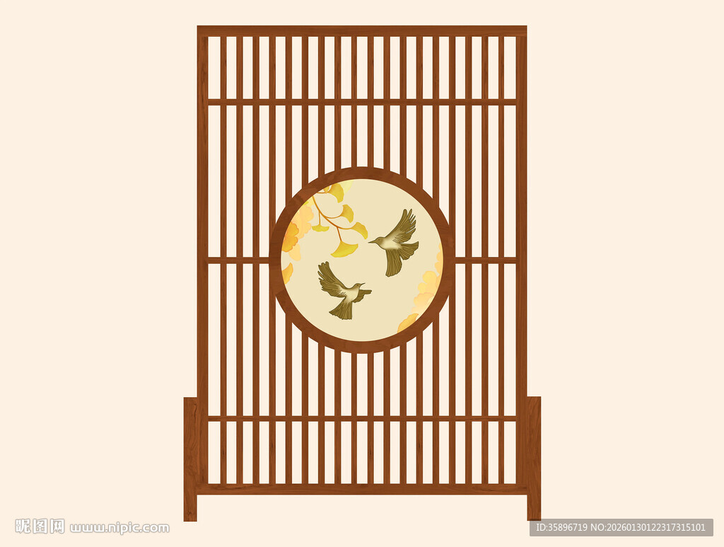 中式花鸟屏风隔断