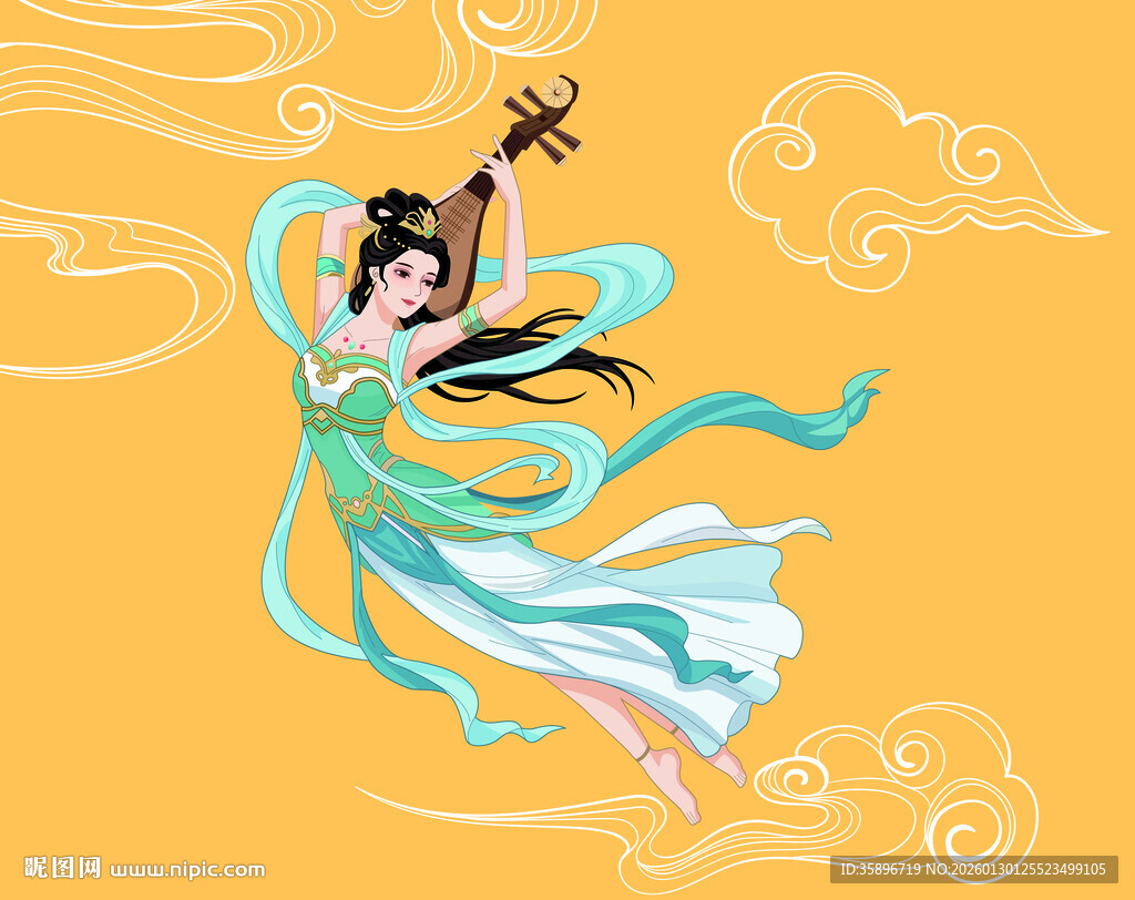 敦煌飞天神女曼妙起舞