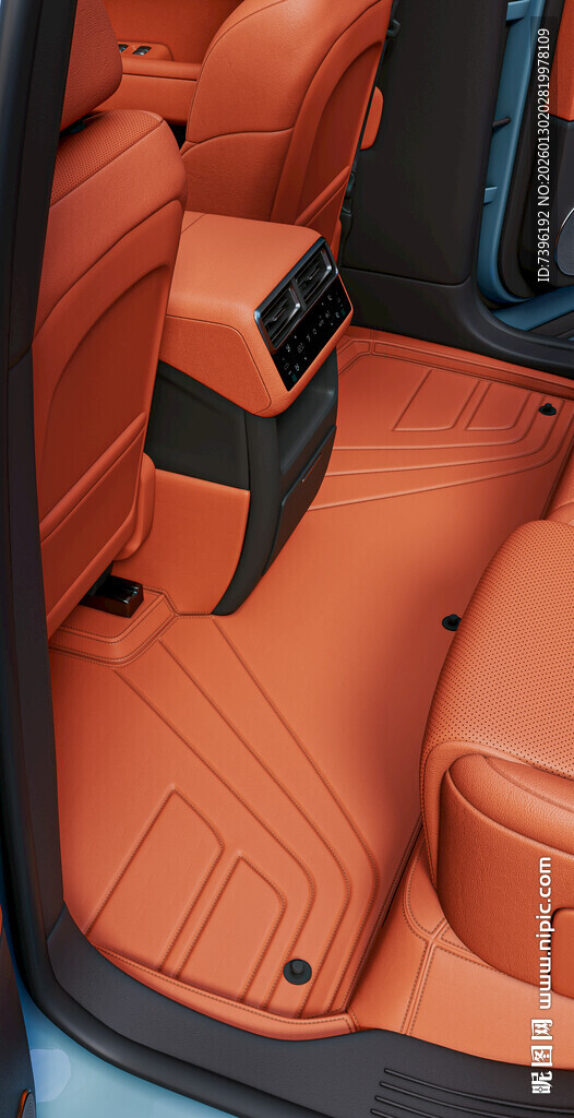 豪华汽车棕色皮质座椅脚垫