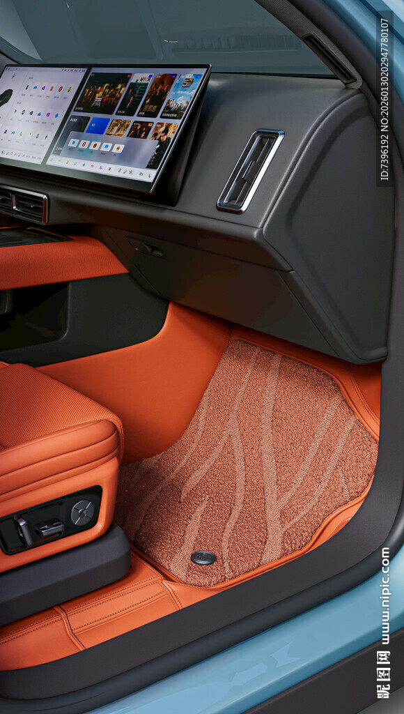 汽车内饰橙色座椅特写