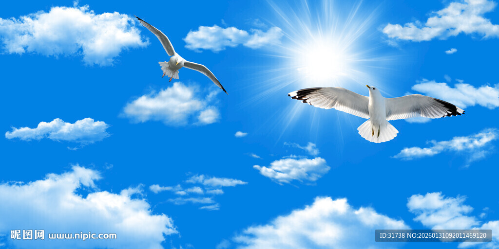 蓝天白云背景天顶画