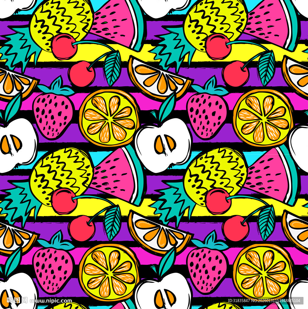 缤纷水果图案无缝背景