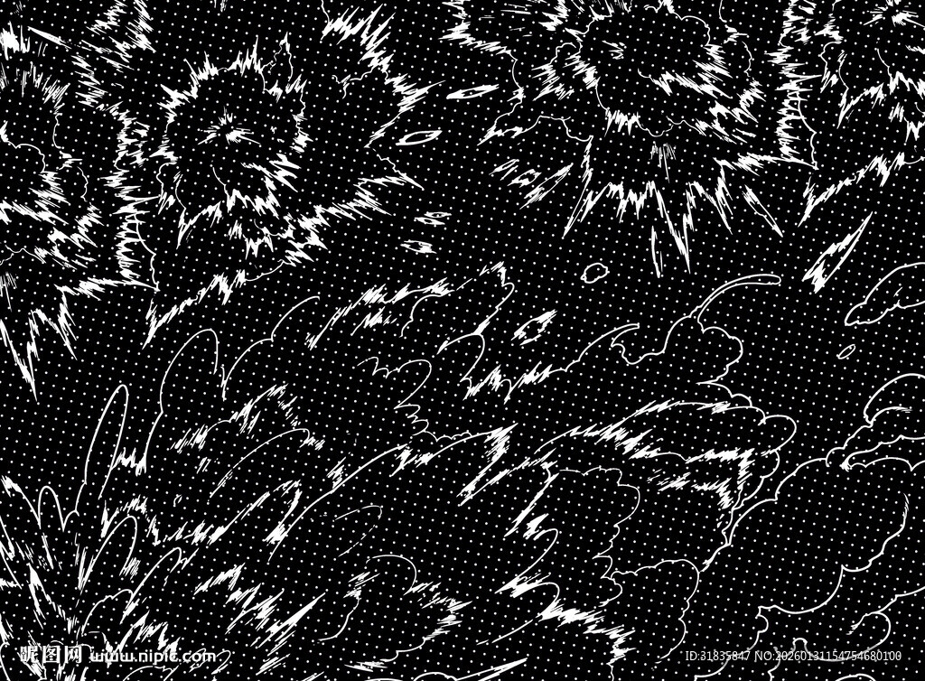 黑白抽象植物纹理图案