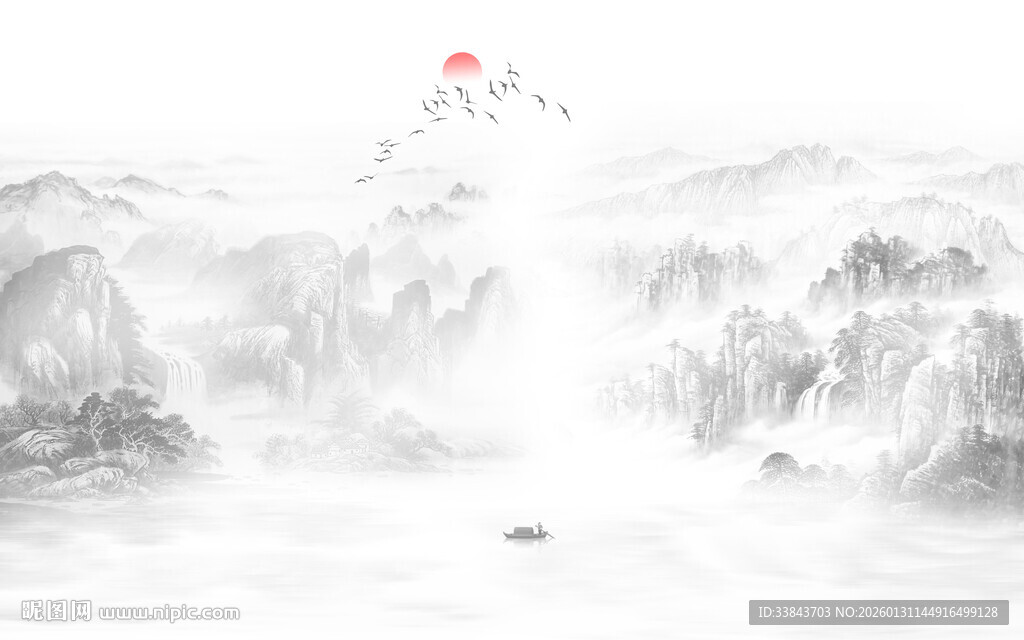 新中式水墨山水画