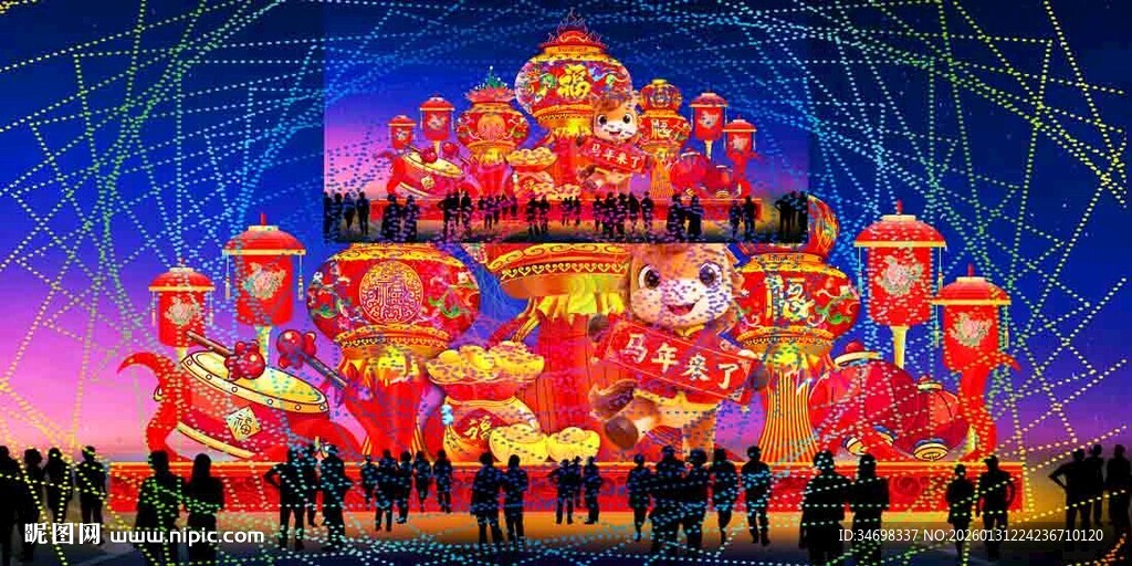 传统花灯彩灯效果图