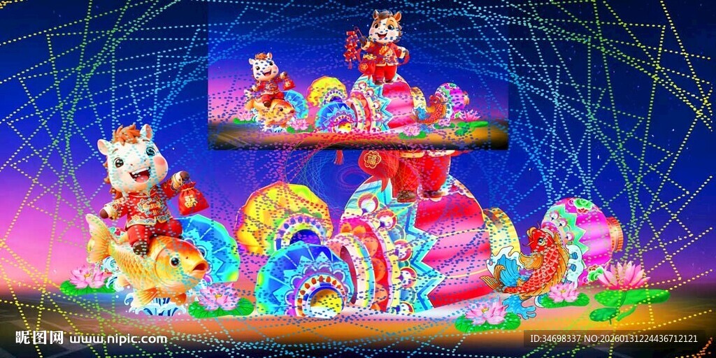 传统花灯彩灯效果图