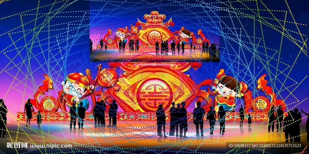 传统花灯彩灯效果图