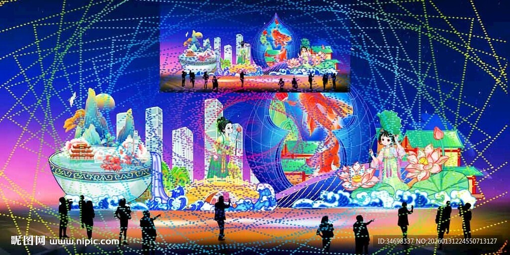 传统花灯彩灯效果图