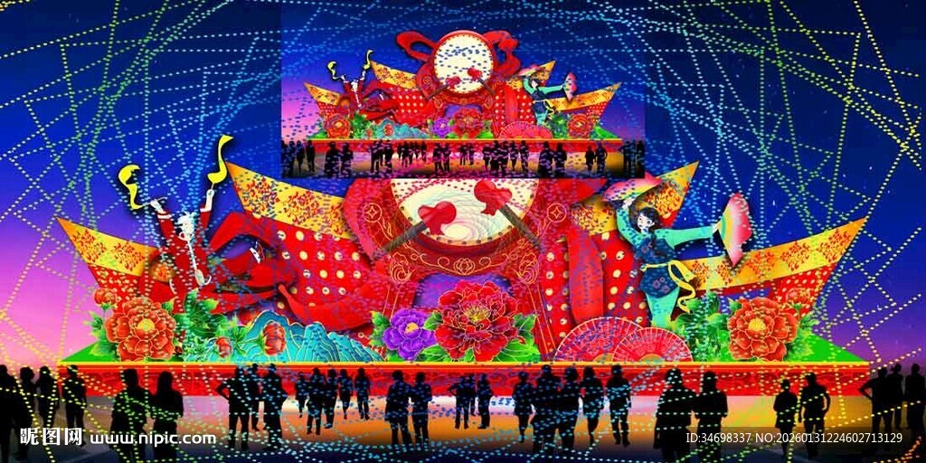 传统花灯彩灯效果图