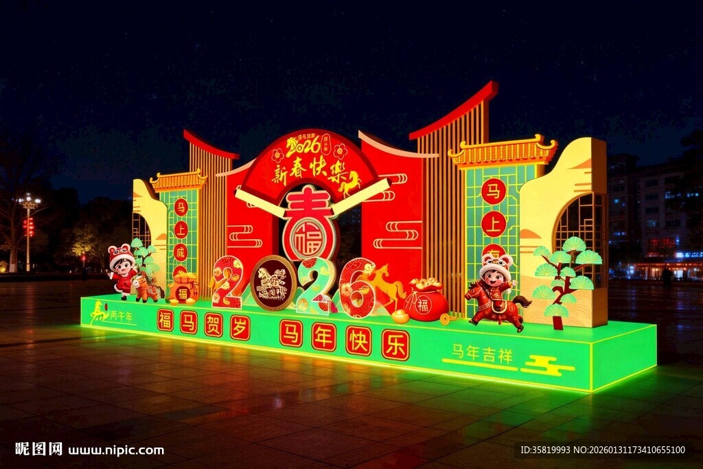 喜庆春节彩灯造型展示