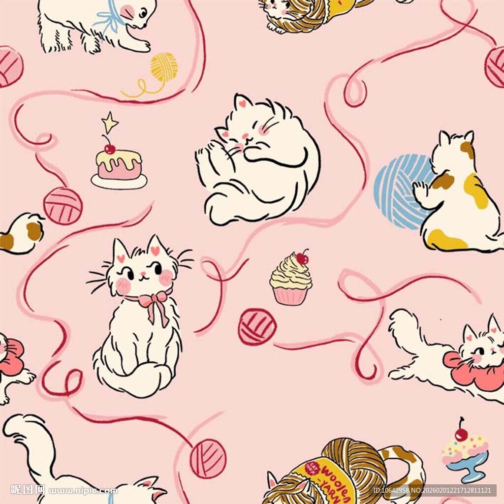 可爱猫咪与玩具的温馨画面