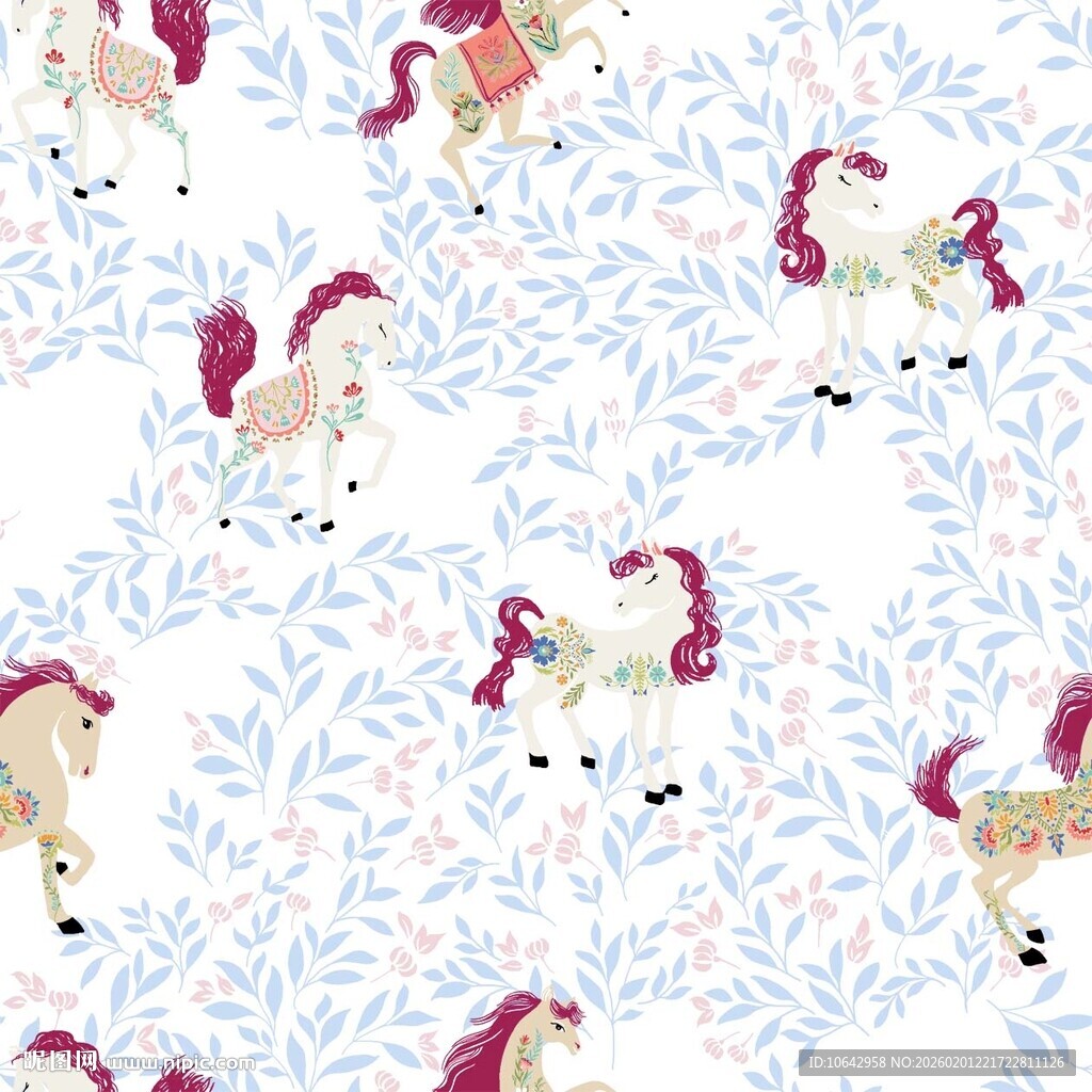 梦幻小马花卉图案背景