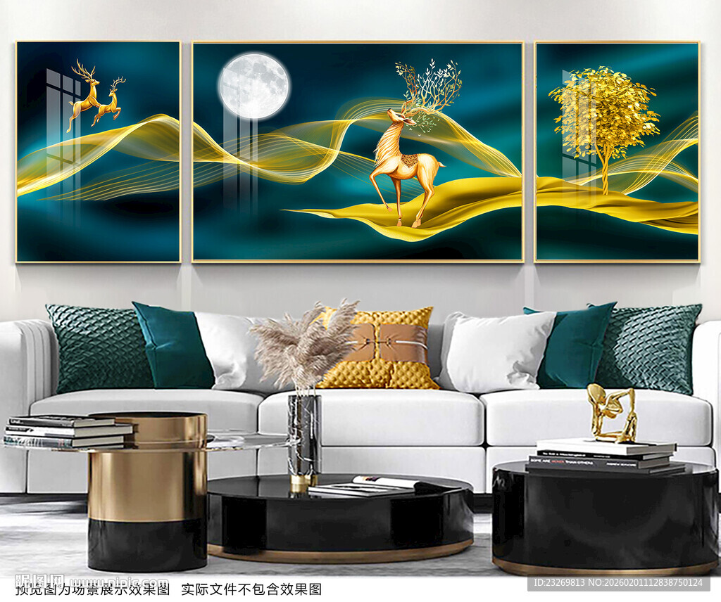 麋鹿客厅装饰画