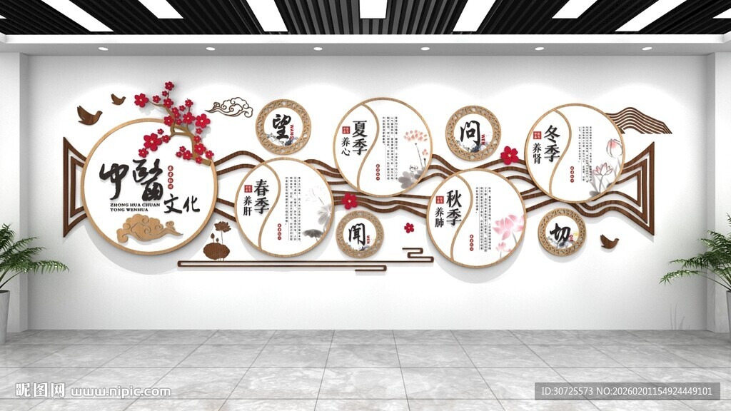 中式传统风格墙面装饰画中医文化