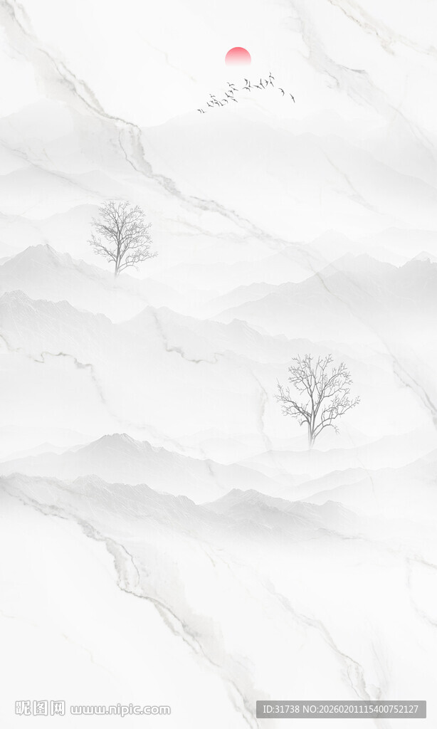 大理石山水玄关背景墙