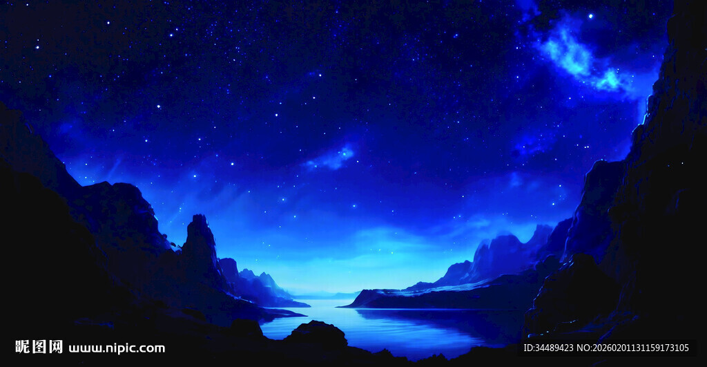 梦幻星空下的静谧山谷