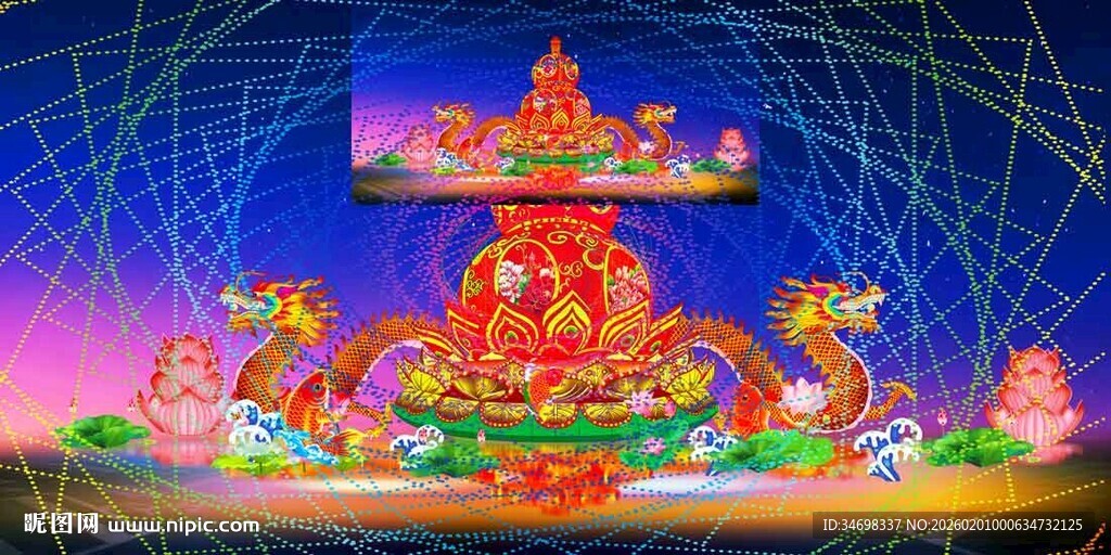 传统花灯彩灯效果图