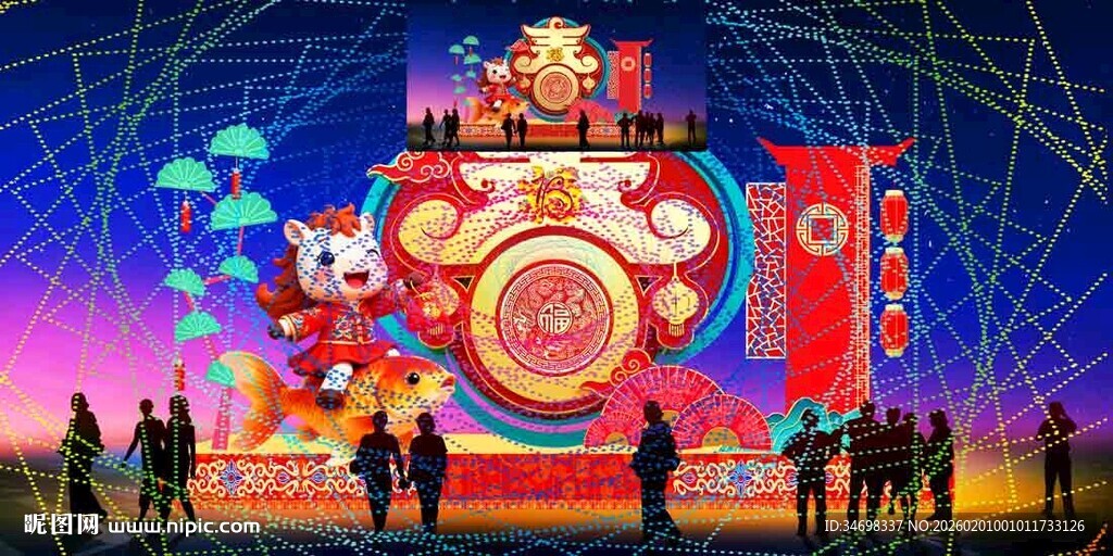 元宵彩灯花灯效果图