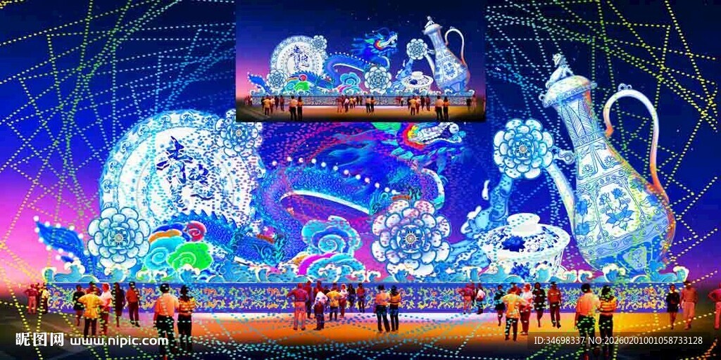 元宵彩灯花灯效果图