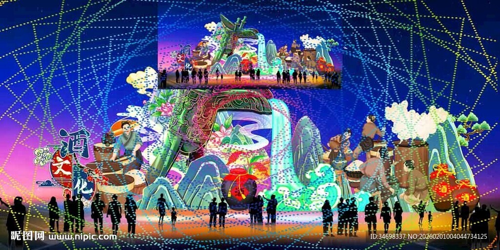 传统花灯彩灯效果图