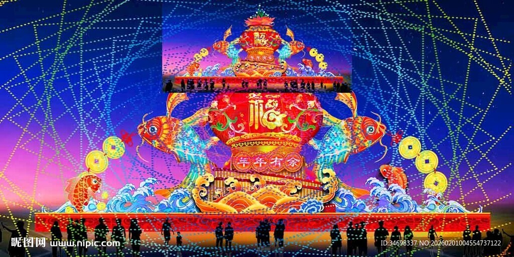 传统花灯彩灯效果图