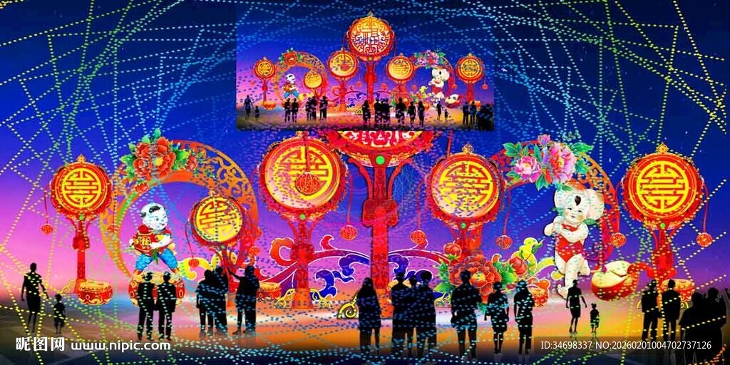 传统花灯彩灯效果图