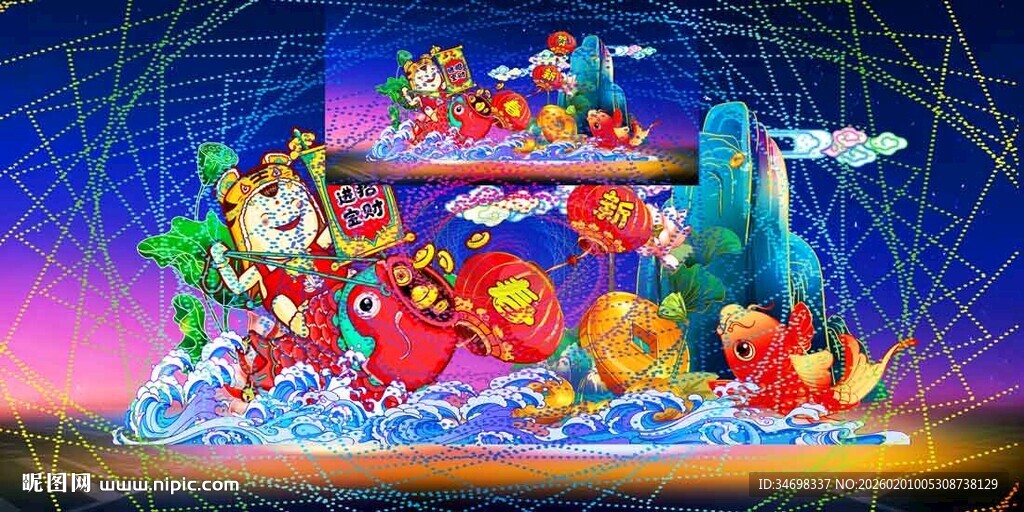 传统花灯彩灯效果图